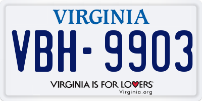 VA license plate VBH9903