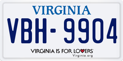 VA license plate VBH9904