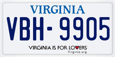 VA license plate VBH9905