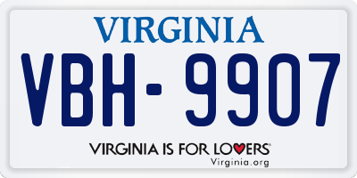 VA license plate VBH9907