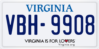 VA license plate VBH9908