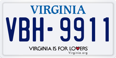 VA license plate VBH9911
