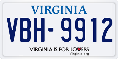 VA license plate VBH9912