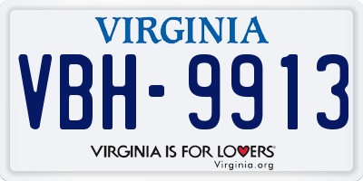 VA license plate VBH9913