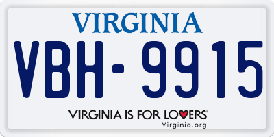 VA license plate VBH9915
