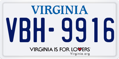 VA license plate VBH9916