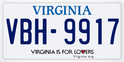 VA license plate VBH9917