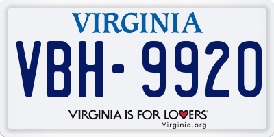 VA license plate VBH9920