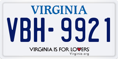 VA license plate VBH9921