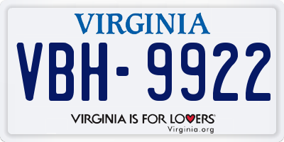 VA license plate VBH9922