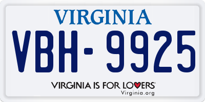 VA license plate VBH9925