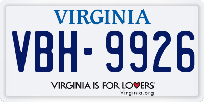 VA license plate VBH9926
