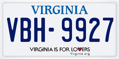 VA license plate VBH9927