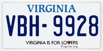 VA license plate VBH9928