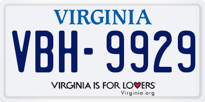 VA license plate VBH9929