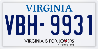VA license plate VBH9931
