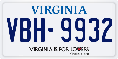 VA license plate VBH9932