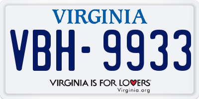 VA license plate VBH9933