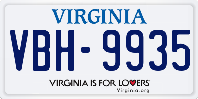 VA license plate VBH9935