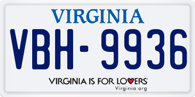 VA license plate VBH9936