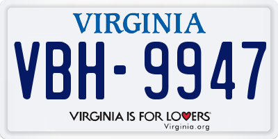 VA license plate VBH9947