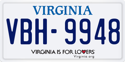 VA license plate VBH9948
