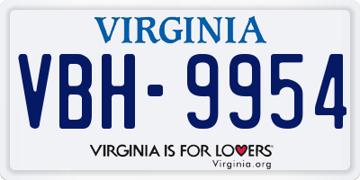 VA license plate VBH9954
