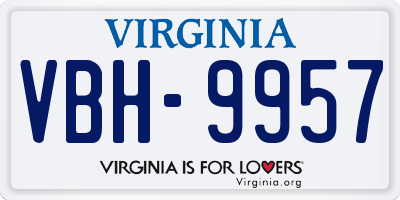 VA license plate VBH9957