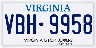 VA license plate VBH9958