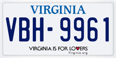 VA license plate VBH9961