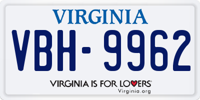 VA license plate VBH9962