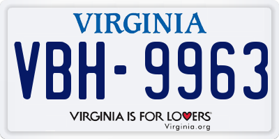 VA license plate VBH9963