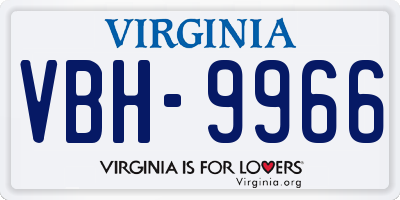 VA license plate VBH9966