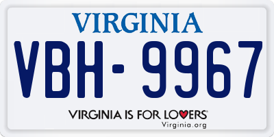 VA license plate VBH9967
