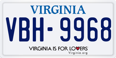 VA license plate VBH9968