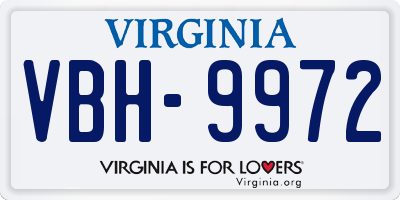 VA license plate VBH9972