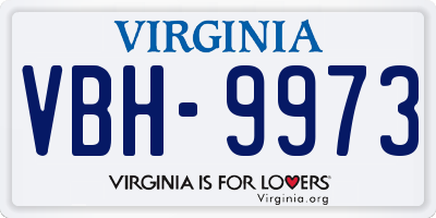 VA license plate VBH9973