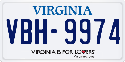 VA license plate VBH9974