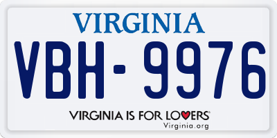 VA license plate VBH9976