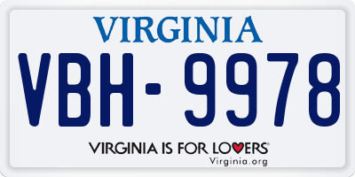 VA license plate VBH9978