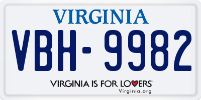 VA license plate VBH9982