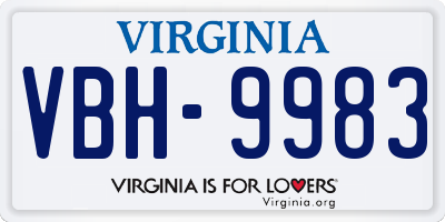 VA license plate VBH9983