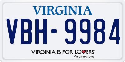 VA license plate VBH9984
