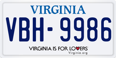 VA license plate VBH9986