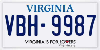 VA license plate VBH9987