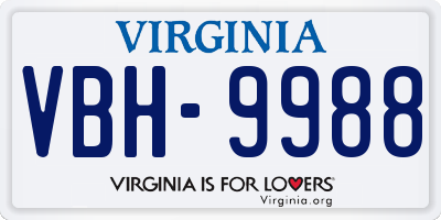 VA license plate VBH9988