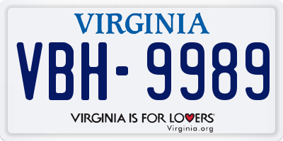 VA license plate VBH9989