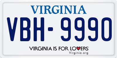 VA license plate VBH9990