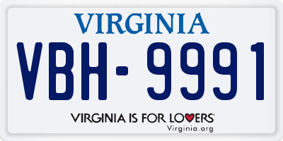 VA license plate VBH9991