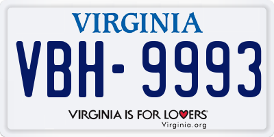 VA license plate VBH9993